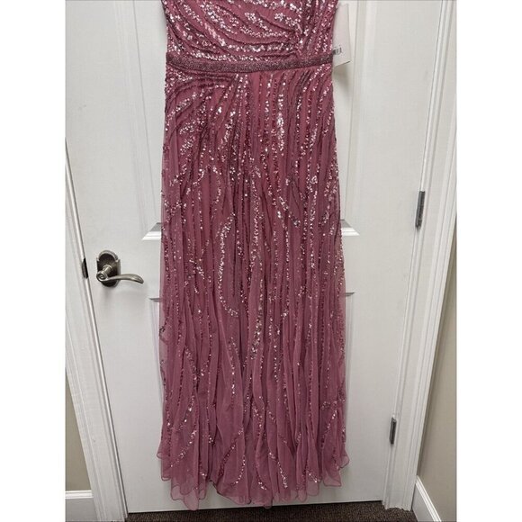 Mac Duggal Size 10 Pink 5445 Cap Sleeve Sequins Beaded Formal Prom Gown Dress - Picture 6 of 12